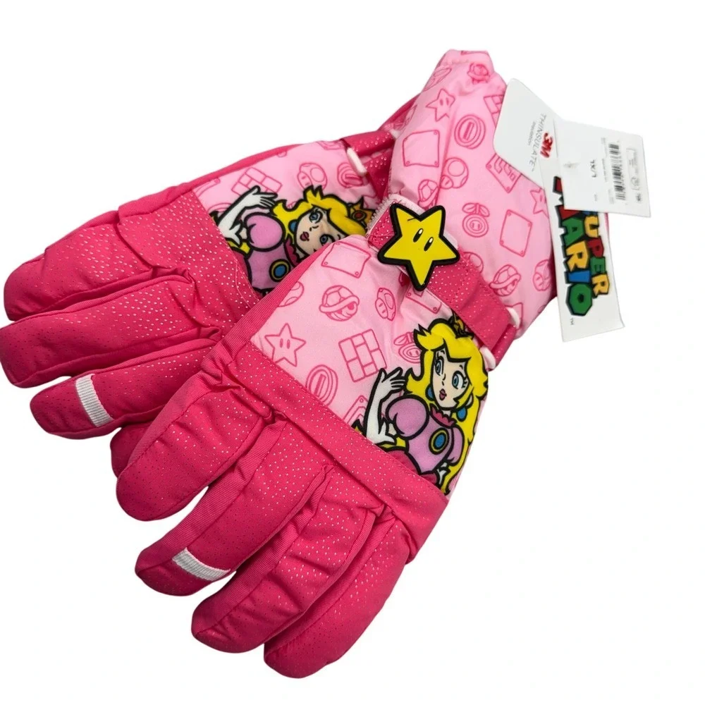Bioworld Princess Peach winter Gloves‎ Pink L/XL Super Mario Kidcore new tags